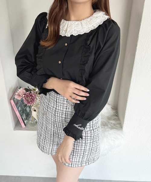 apres jour(アプレジュール)の「French Girly Collection コットンレースフリルブラウス【ZOZOTOWN限定アイテム】(シャツ/ブラウス・レディース・オフホワイト/ブラック・フリー/X-LARGE)」の17枚目の写真
