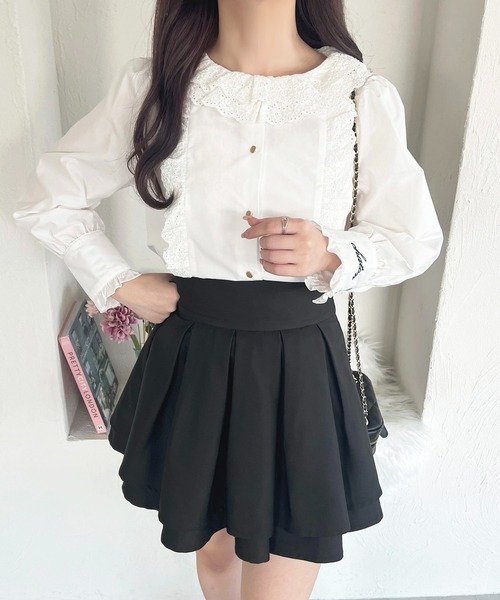 apres jour(アプレジュール)の「French Girly Collection コットンレースフリルブラウス【ZOZOTOWN限定アイテム】(シャツ/ブラウス・レディース・オフホワイト/ブラック・フリー/X-LARGE)」の4枚目の写真