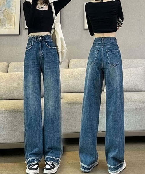 B'day(ビーデイ)の「【 B'day / ビーデー 】デニム 裾口フリンジ フレアパンツ(デニムパンツ・レディース・ブルー/ライトブルー・SMALL/MEDIUM/LARGE/X-LARGE)」の9枚目の写真