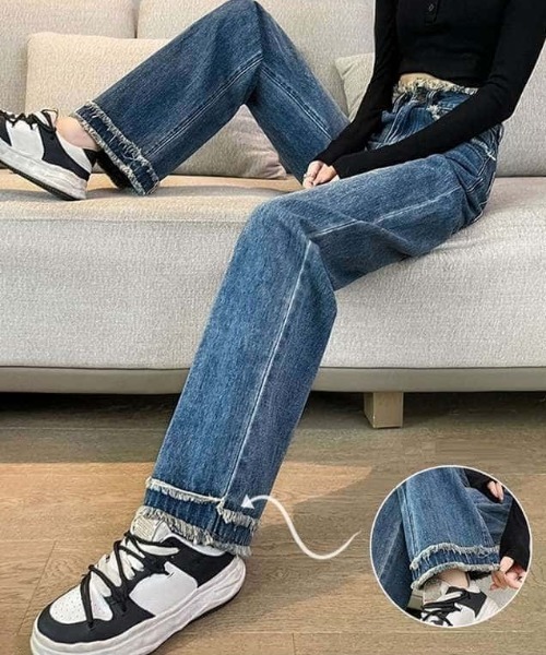 B'day(ビーデイ)の「【 B'day / ビーデー 】デニム 裾口フリンジ フレアパンツ(デニムパンツ・レディース・ブルー/ライトブルー・SMALL/MEDIUM/LARGE/X-LARGE)」の10枚目の写真