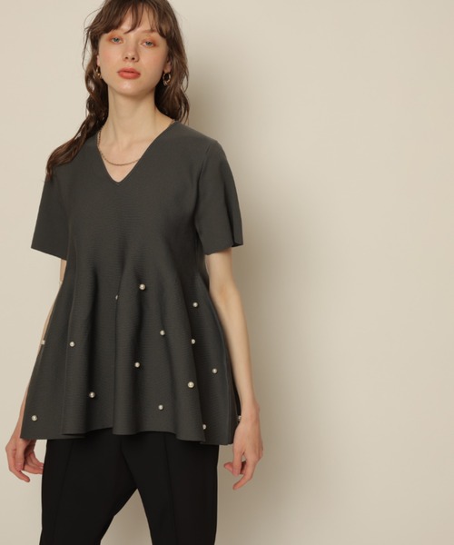 CADUNE（カデュネ）の「パールペプラムニット（ニット/セーター）」 - WEAR