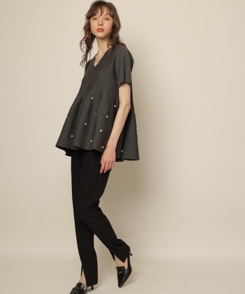 CADUNE（カデュネ）の「パールペプラムニット（ニット/セーター）」 - WEAR