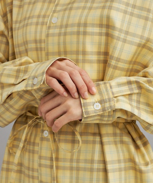 ブラウス シャツ 「eLur」2wayチェックシャツ（セットアップ可) レディース メンズ eLur ブラウス シャツ 「eLur」2wayチェックシャツ