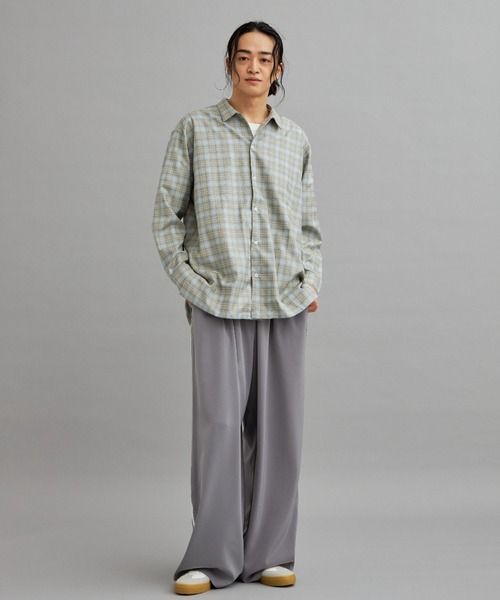 ブラウス シャツ 「eLur」2wayチェックシャツ（セットアップ可) レディース メンズ eLur】2wayチェックシャツ（セットアップ可)（シャツ/ブラウス