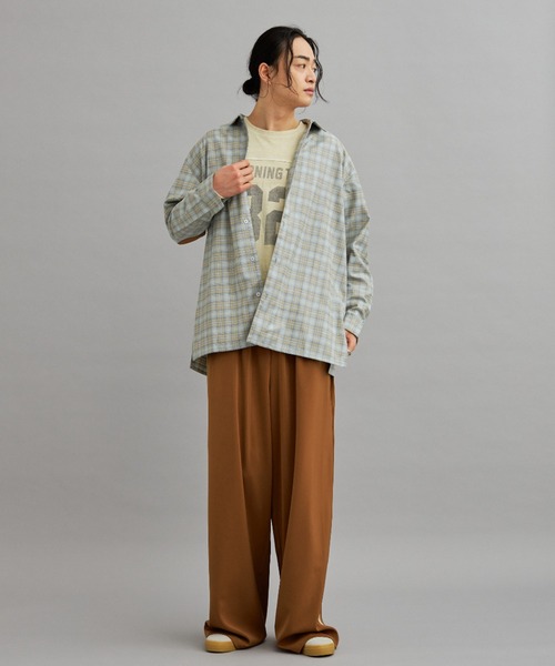 eLur】2wayチェックシャツ（セットアップ可)（シャツ/ブラウス