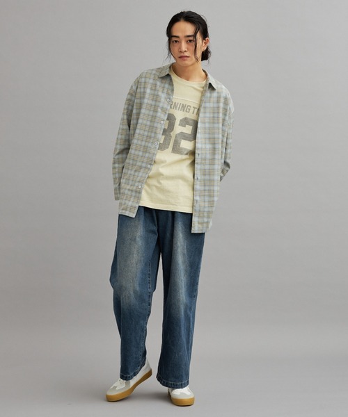 ブラウス シャツ 「eLur」2wayチェックシャツ（セットアップ可) レディース メンズ eLur】2wayチェックシャツ（セットアップ可)（シャツ/ブラウス