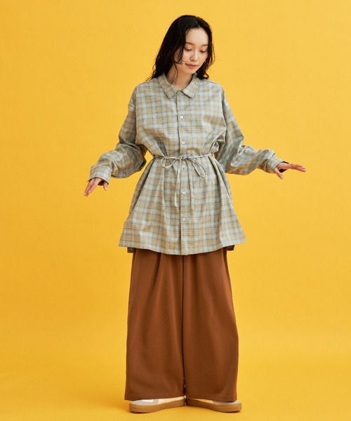 ブラウス シャツ 「eLur」2wayチェックシャツ（セットアップ可) レディース メンズ eLur】2wayチェックシャツ（セットアップ可)（シャツ/ブラウス