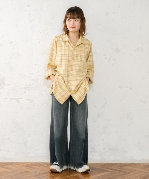 ブラウス シャツ 「eLur」2wayチェックシャツ（セットアップ可) レディース メンズ eLur】2wayチェックシャツ（セットアップ可)（シャツ/ブラウス