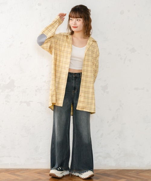 eLur】2wayチェックシャツ（セットアップ可)（シャツ/ブラウス