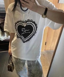 レースハートロゴプリントTシャツ