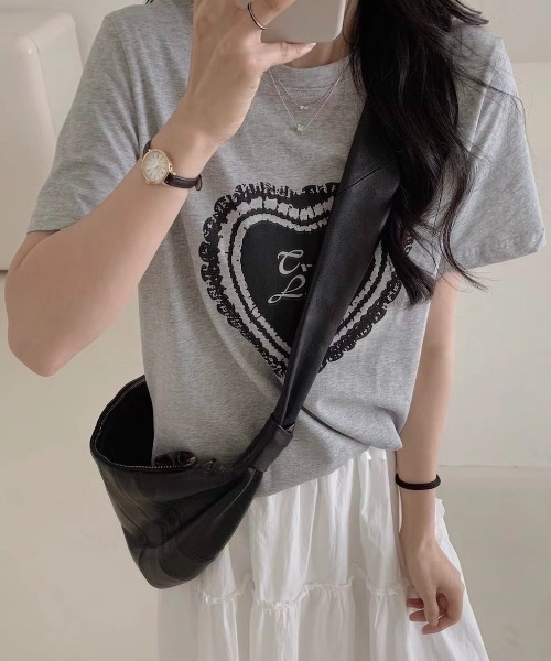 DIAVEL（ディアベル）の「レースハートロゴプリントTシャツ（Tシャツ/カットソー・レディース・ブラック/グレー/ホワイト・M）」の6枚目の写真