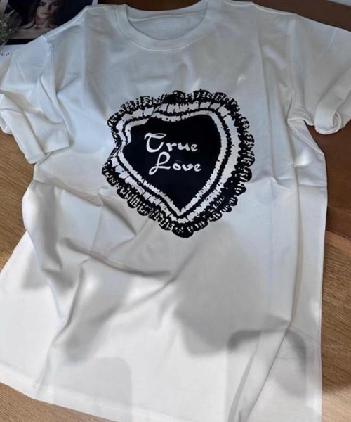DIAVEL（ディアベル）の「レースハートロゴプリントTシャツ（Tシャツ/カットソー・レディース・ブラック/グレー/ホワイト・M）」の10枚目の写真
