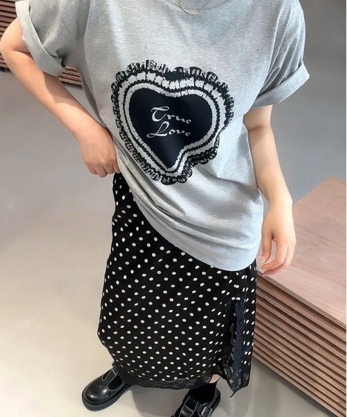 DIAVEL（ディアベル）の「レースハートロゴプリントTシャツ（Tシャツ/カットソー・レディース・ブラック/グレー/ホワイト・M）」の20枚目の写真