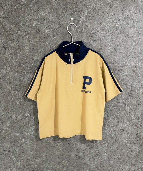 セール】オーバーサイズ ハーフジップ スキッパーポロシャツ（T