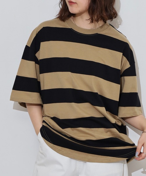 FUNALIVE（ファンアライブ）の「ボーダーTシャツ（Tシャツ/カットソー・メンズ・ブラック系/ベージュ系/グレー系その他/パープル系/グレー系/ベージュ系1/チャコール・M/XL/L）」の7枚目の写真