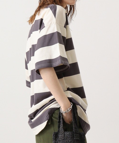 FUNALIVE（ファンアライブ）の「ボーダーTシャツ（Tシャツ/カットソー・メンズ・ブラック系/ベージュ系/グレー系その他/パープル系/グレー系/ベージュ系1/チャコール・M/XL/L）」の9枚目の写真