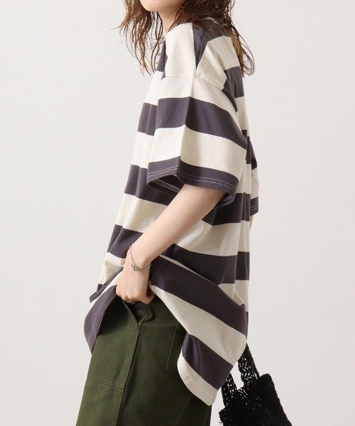 FUNALIVE（ファンアライブ）の「ボーダーTシャツ（Tシャツ/カットソー・メンズ・ブラック系/ベージュ系/グレー系その他/パープル系/グレー系/ベージュ系1/チャコール・M/XL/L）」の10枚目の写真