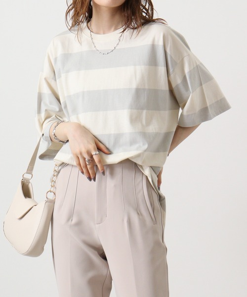 FUNALIVE（ファンアライブ）の「ボーダーTシャツ（Tシャツ/カットソー・メンズ・ブラック系/ベージュ系/グレー系その他/パープル系/グレー系/ベージュ系1/チャコール・M/XL/L）」の14枚目の写真