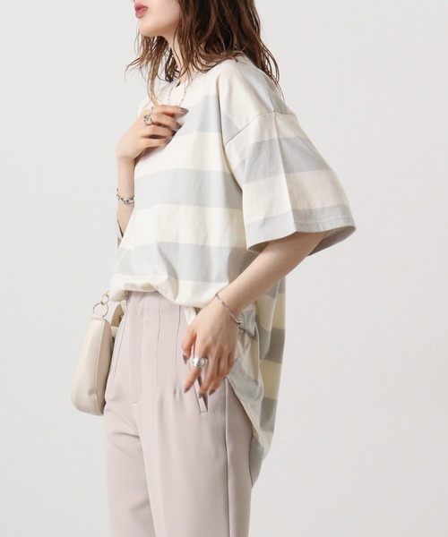 FUNALIVE（ファンアライブ）の「ボーダーTシャツ（Tシャツ/カットソー・メンズ・ブラック系/ベージュ系/グレー系その他/パープル系/グレー系/ベージュ系1/チャコール・M/XL/L）」の15枚目の写真