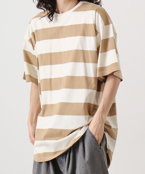 FUNALIVE（ファンアライブ）の「ボーダーTシャツ（Tシャツ/カットソー・メンズ・ブラック系/ベージュ系/グレー系その他/パープル系/グレー系/ベージュ系1/チャコール・M/XL/L）」の18枚目の写真