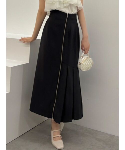 dazzlin（ダズリン）の「アシメプリーツジップスカート（スカート・レディース・ブラウン/チャコールグレー/ブラック・MEDIUM/SMALL）」の3枚目の写真