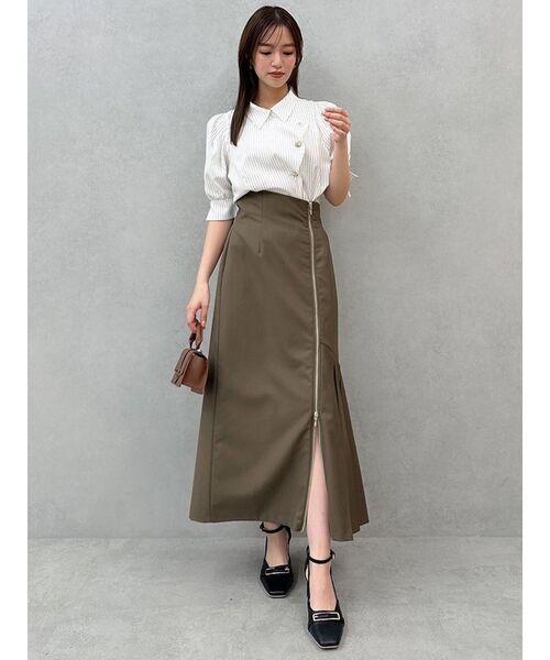 dazzlin（ダズリン）の「アシメプリーツジップスカート（スカート・レディース・ブラウン/チャコールグレー/ブラック・MEDIUM/SMALL）」の11枚目の写真