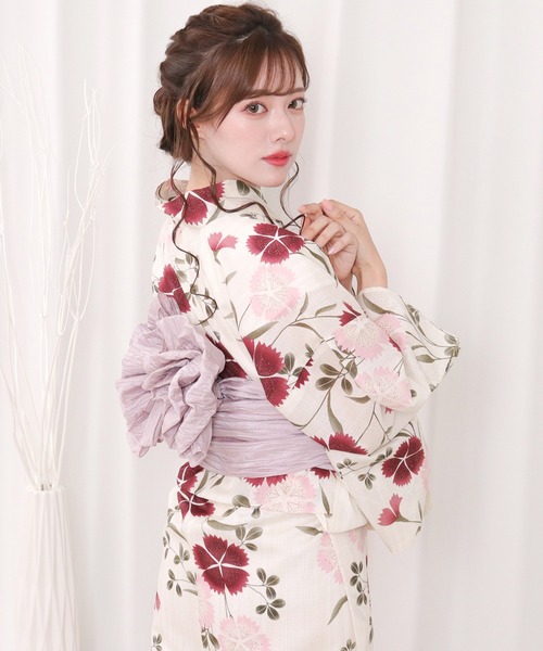 KYOETSU 浴衣・帯セット 花柄 KYOETSU 浴衣 セット レディース 2点セット( + 帯 ) H