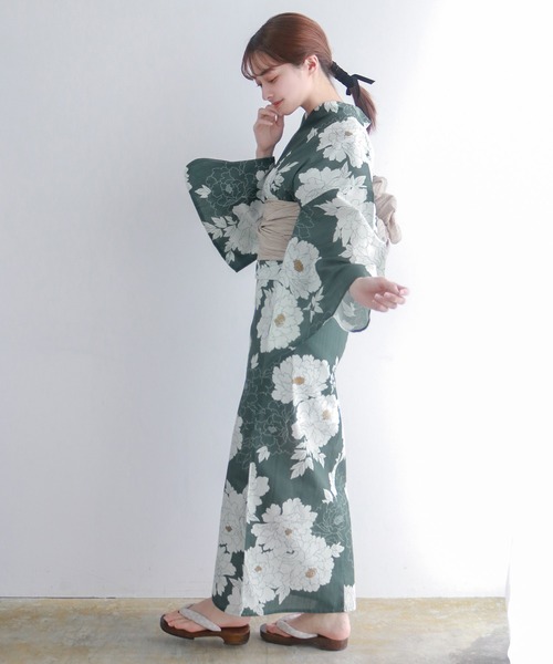 KYOETSU 浴衣セット 2点セット 浴衣 セット レディース 2点セット( 浴衣 + 帯 ) E（浴衣