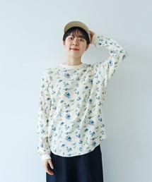 PAR ICI（パーリッシィ）の「コーマワッフル 長袖クルーネック小花柄カットソー（Tシャツ/カットソー）」
