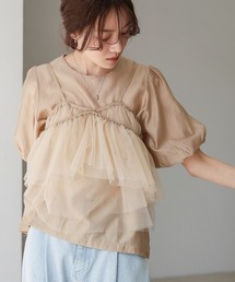 Bab | 【2点セット】チュールビスチェ＋ボリュームスリーブブラウスセット(シャツ/ブラウス)