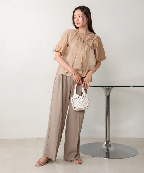 Bab（バブ）の「【2点セット】チュールビスチェ＋ボリュームスリーブブラウスセット（シャツ/ブラウス・レディース・アイボリー/グレー/ベージュ・M）」の21枚目の写真