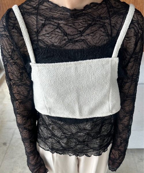 lawgy(ラウジー)の「nuance ruff sheer tops / ニュアンスルフシアートップス(Tシャツ/カットソー・レディース・アイボリー/ブラック・FREE)」の13枚目の写真