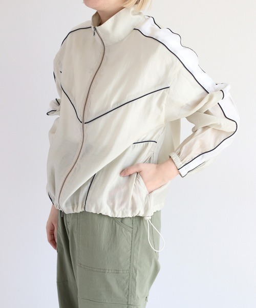 cepo（セポ）の「シアーサイドライントラックジャケット　〈セットアップ可能〉（ブルゾン・レディース・ブラック/オフホワイト・M）」の5枚目の写真