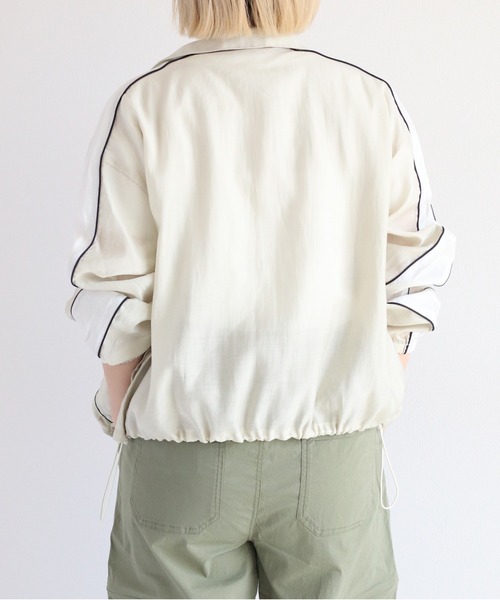 cepo（セポ）の「シアーサイドライントラックジャケット　〈セットアップ可能〉（ブルゾン・レディース・ブラック/オフホワイト・M）」の6枚目の写真