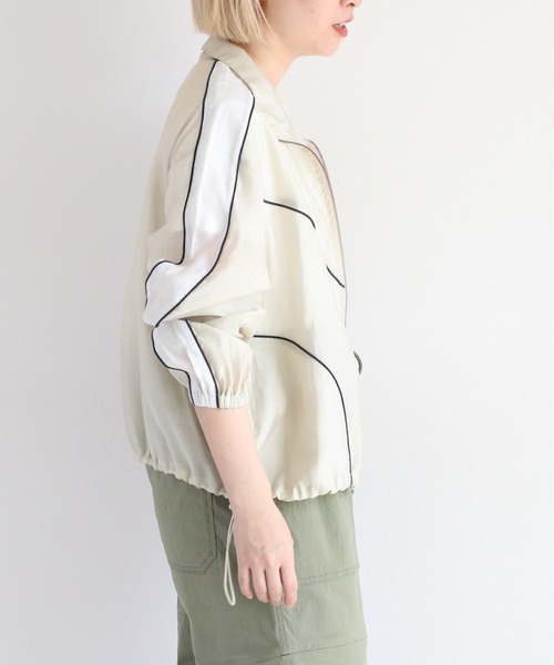 cepo（セポ）の「シアーサイドライントラックジャケット　〈セットアップ可能〉（ブルゾン・レディース・ブラック/オフホワイト・M）」の4枚目の写真