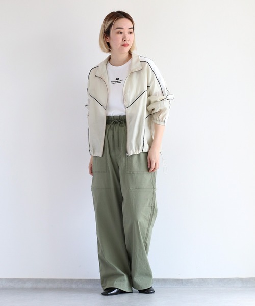 cepo（セポ）の「シアーサイドライントラックジャケット　〈セットアップ可能〉（ブルゾン・レディース・ブラック/オフホワイト・M）」の13枚目の写真