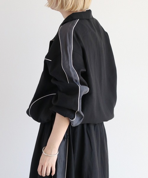 cepo（セポ）の「シアーサイドライントラックジャケット　〈セットアップ可能〉（ブルゾン・レディース・ブラック/オフホワイト・M）」の15枚目の写真