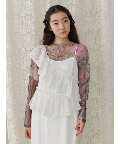 flowerシアーメッシュtops（Tシャツ/カットソー）｜merry jenny