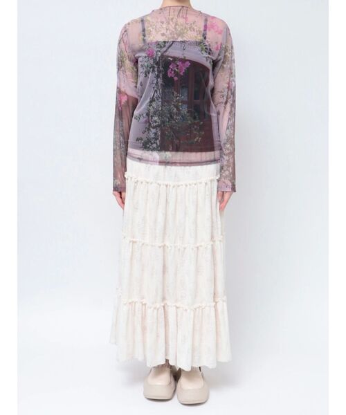 merry jenny（メリージェニー）の「flowerシアーメッシュtops（Tシャツ/カットソー・レディース・オフホワイト/ピンク/グリーン・FREE）」の11枚目の写真