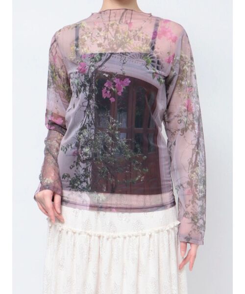 ※♡出品※ セール】flowerシアーメッシュtops（Tシャツ/カットソー