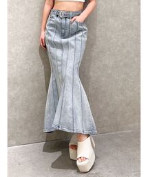 GYDA | ハイウエストバックルベルトデザインマーメイドスカート(デニムスカート)
