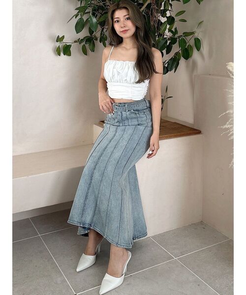 GYDA(ジェイダ)の「ハイウエストバックルベルトデザインマーメイドスカート(デニムスカート・レディース・ブルー/ライトブルー・MEDIUM/SMALL)」の12枚目の写真