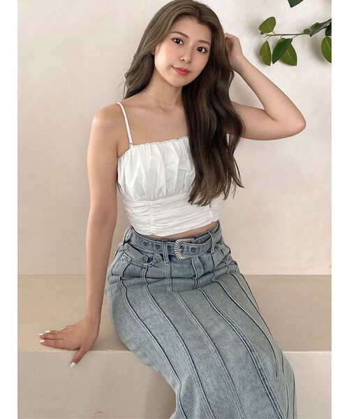 GYDA(ジェイダ)の「ハイウエストバックルベルトデザインマーメイドスカート(デニムスカート・レディース・ブルー/ライトブルー・MEDIUM/SMALL)」の13枚目の写真