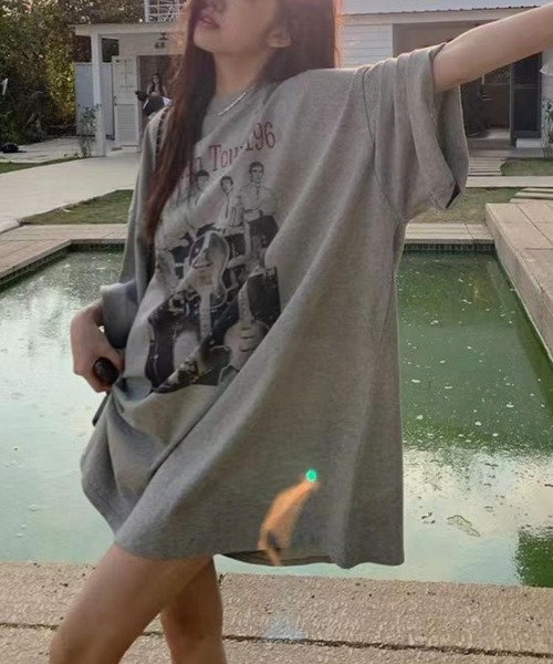 MAISON DE THERESE（メゾン ド テレーズ）の「オーバーサイズプリントTシャツ（Tシャツ/カットソー・レディース・グレー/ワイン・S/M/L/XL）」の3枚目の写真