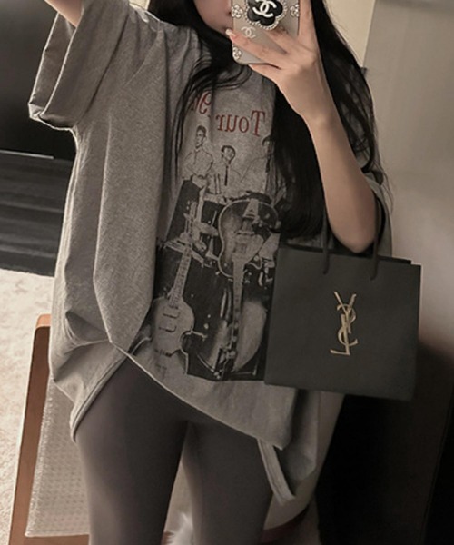 MAISON DE THERESE（メゾン ド テレーズ）の「オーバーサイズプリントTシャツ（Tシャツ/カットソー・レディース・グレー/ワイン・S/M/L/XL）」の4枚目の写真