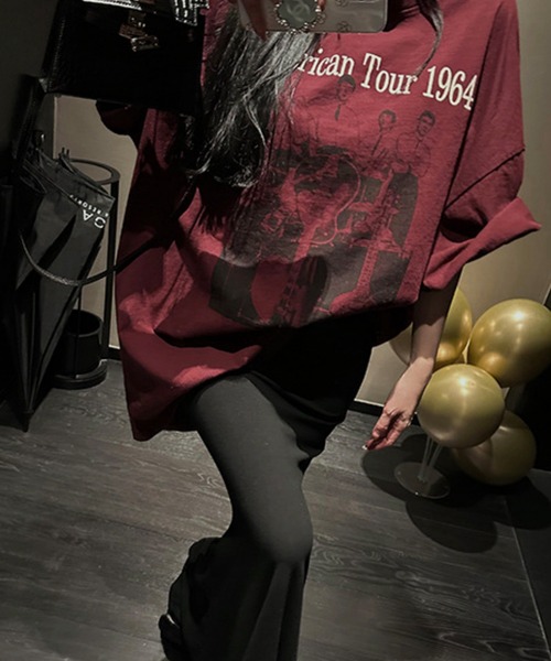 MAISON DE THERESE（メゾン ド テレーズ）の「オーバーサイズプリントTシャツ（Tシャツ/カットソー・レディース・グレー/ワイン・S/M/L/XL）」の5枚目の写真