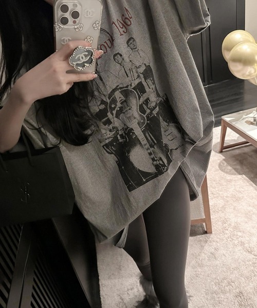 MAISON DE THERESE（メゾン ド テレーズ）の「オーバーサイズプリントTシャツ（Tシャツ/カットソー・レディース・グレー/ワイン・S/M/L/XL）」の6枚目の写真