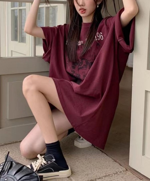 MAISON DE THERESE（メゾン ド テレーズ）の「オーバーサイズプリントTシャツ（Tシャツ/カットソー・レディース・グレー/ワイン・S/M/L/XL）」の7枚目の写真