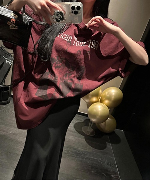 MAISON DE THERESE（メゾン ド テレーズ）の「オーバーサイズプリントTシャツ（Tシャツ/カットソー・レディース・グレー/ワイン・S/M/L/XL）」の10枚目の写真