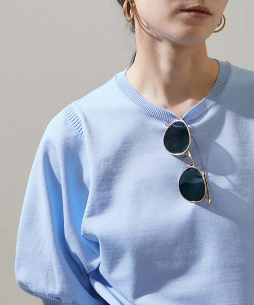 SALON adam et rope'(サロン アダム エ ロペ)の「ハーフスリーブニットプルオーバー【洗える】(ニット/セーター・レディース・ホワイト/ブラック/サックスブルー・FREE)」の13枚目の写真